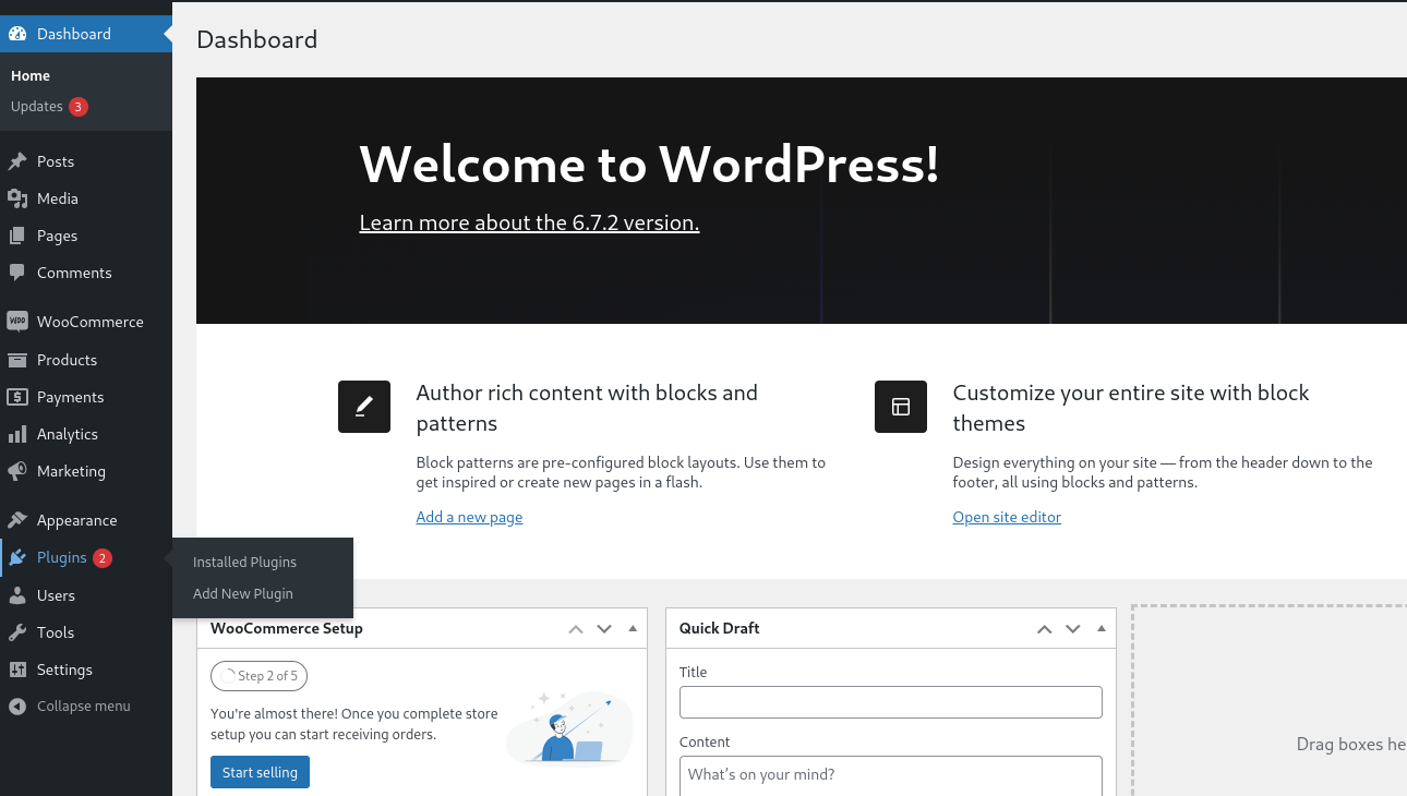 WordPress Plugins Menu