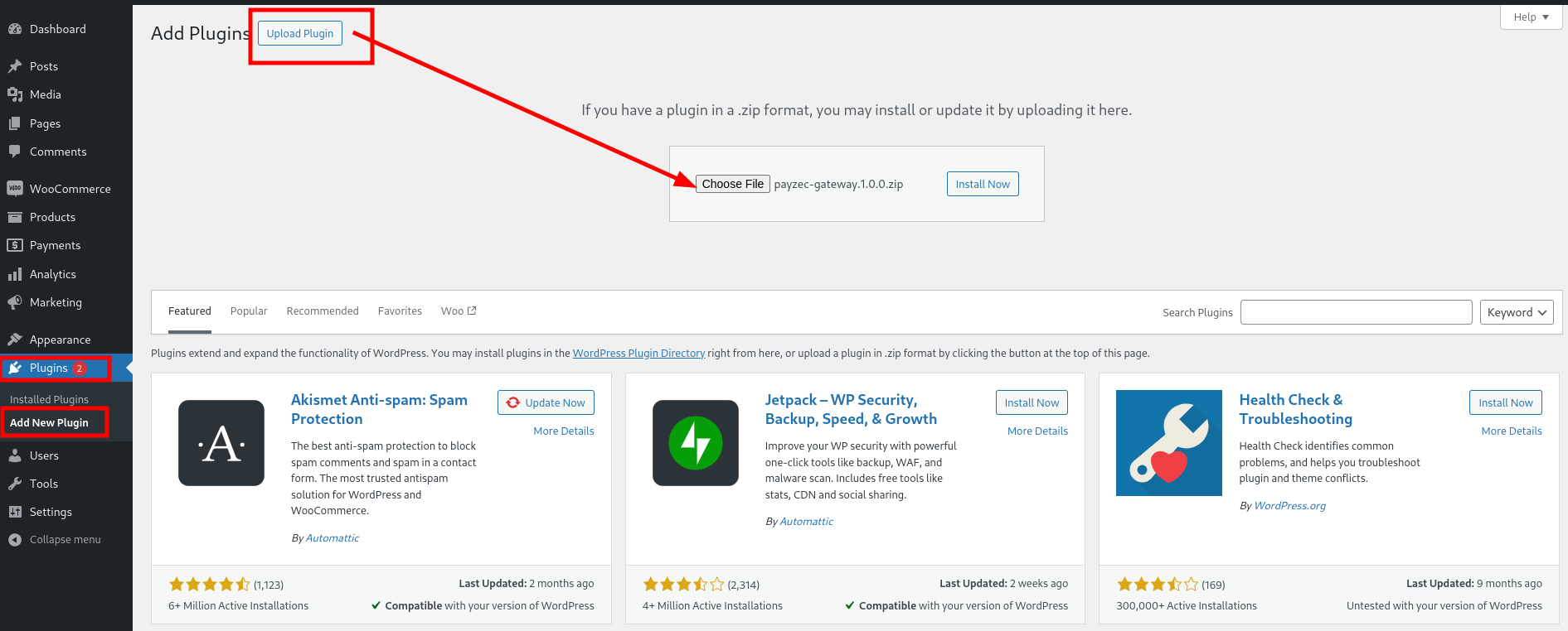 Upload Payzec Plugin